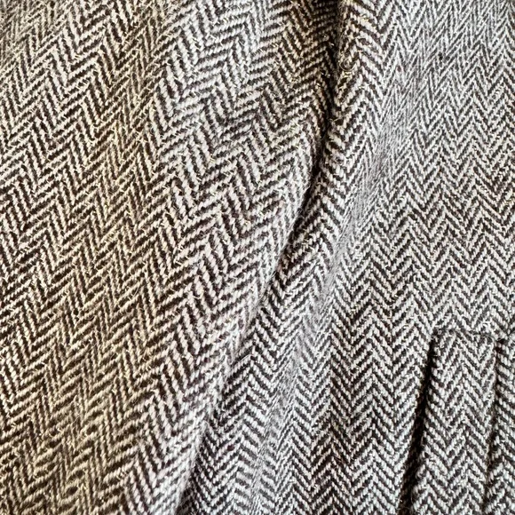 Massimo Dutti Wool Peacoat Trench Herringbone Sparkle Brown 13Y 14Y Sz 14-16 - Picture 9 of 15